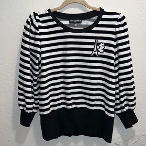 Karl Lagerfeld Paris Striped Velour Top